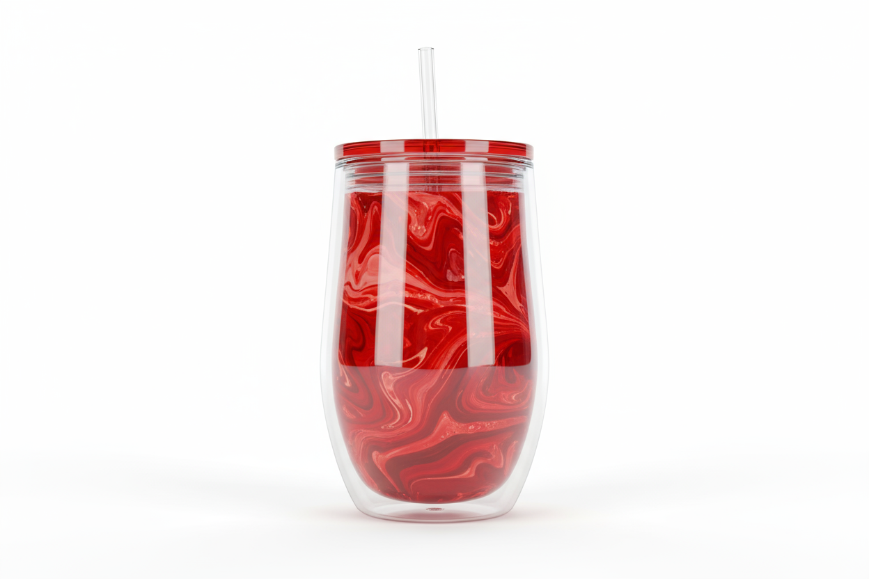 Cherry red lava snow globe tumbler
