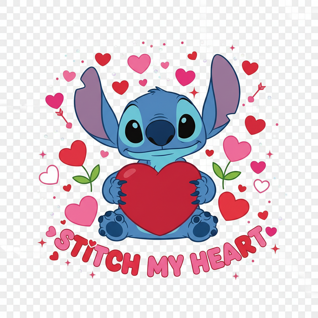Cute Stitch Valentine's DTF Design