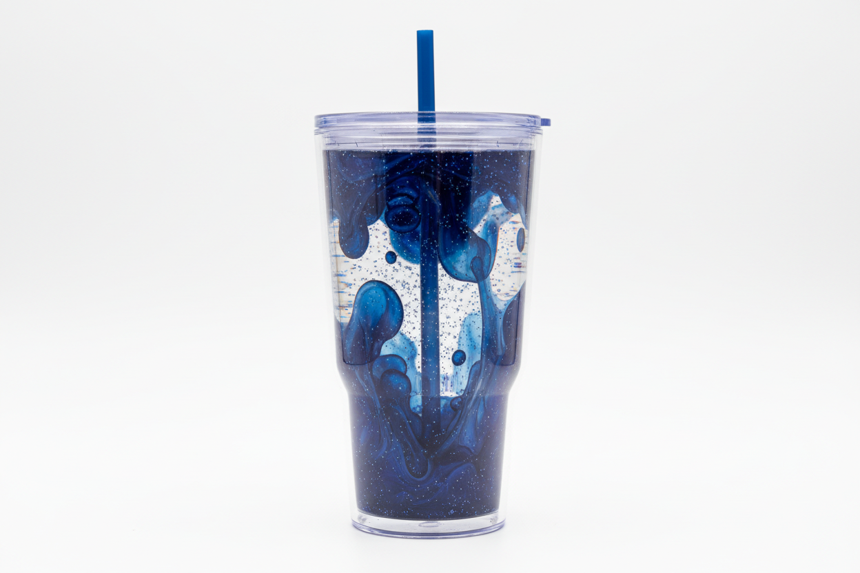Dark blue lava snow globe tumbler