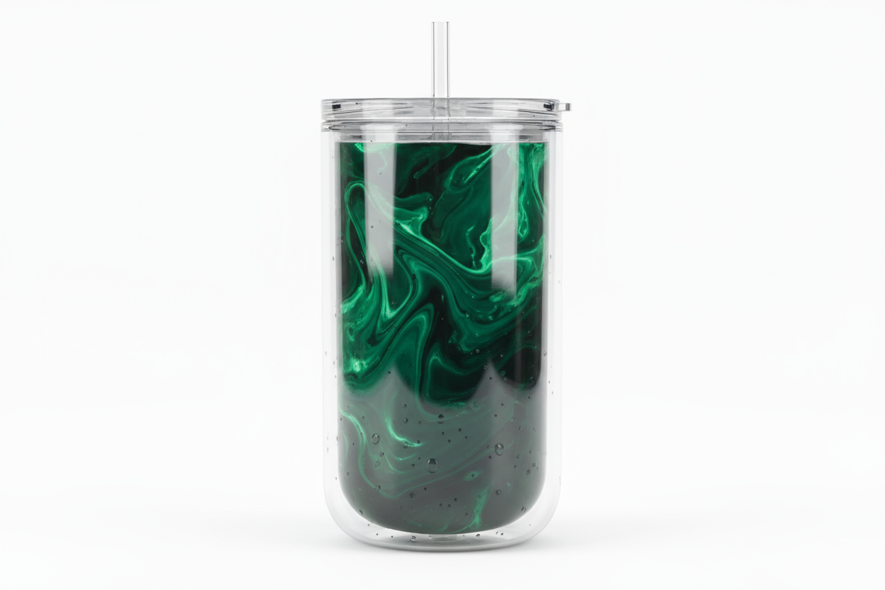 Dark green lava snow globe tumbler