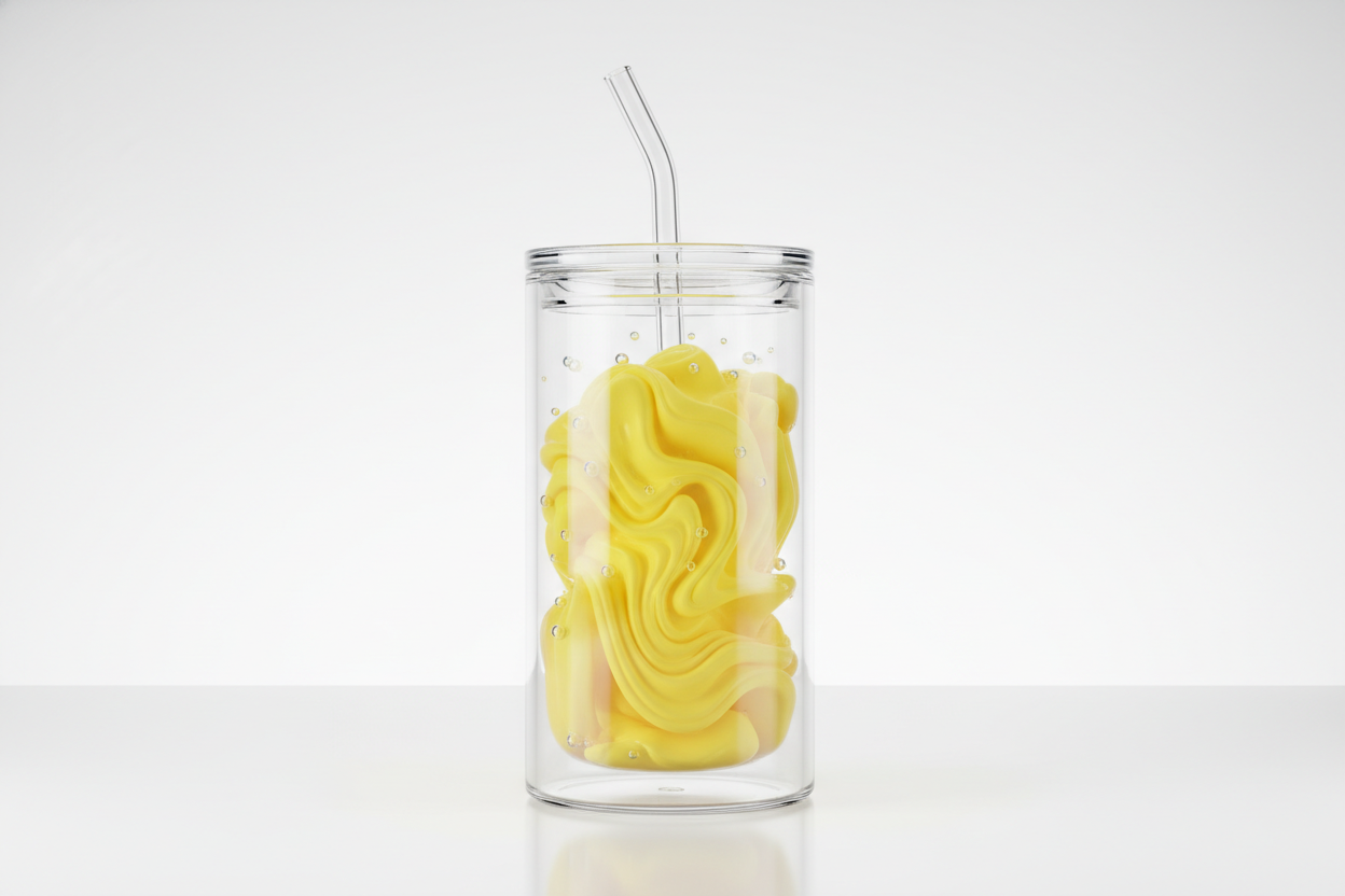 Lemon yellow lava snow globe tumbler