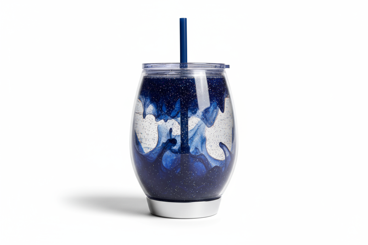 Navy blue lava snow globe tumbler