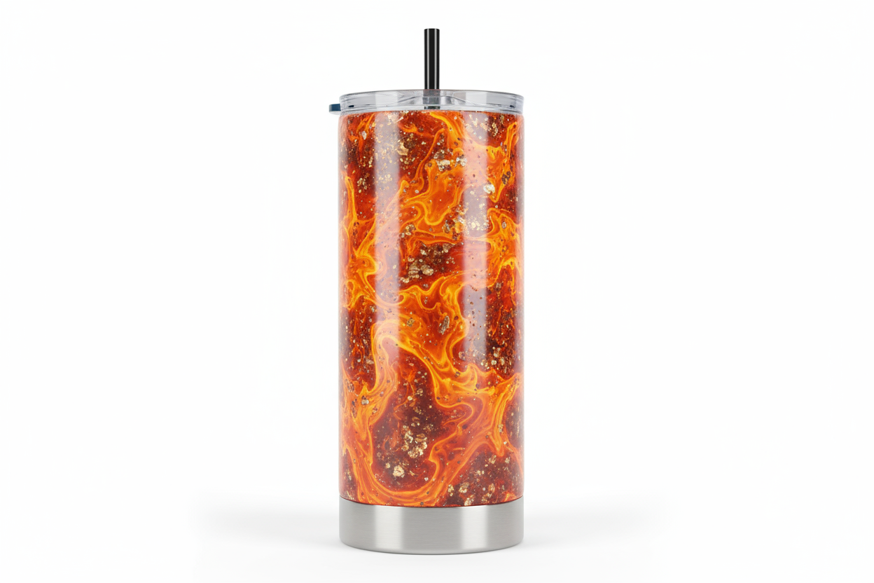 Orange lava snow globe tumbler
