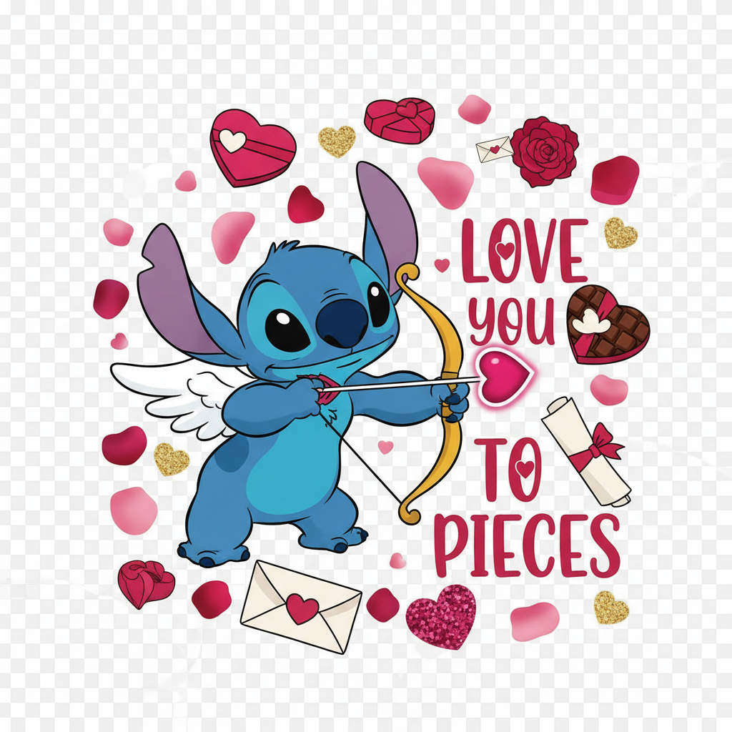Stitch Cupid Valentine's DTF Design