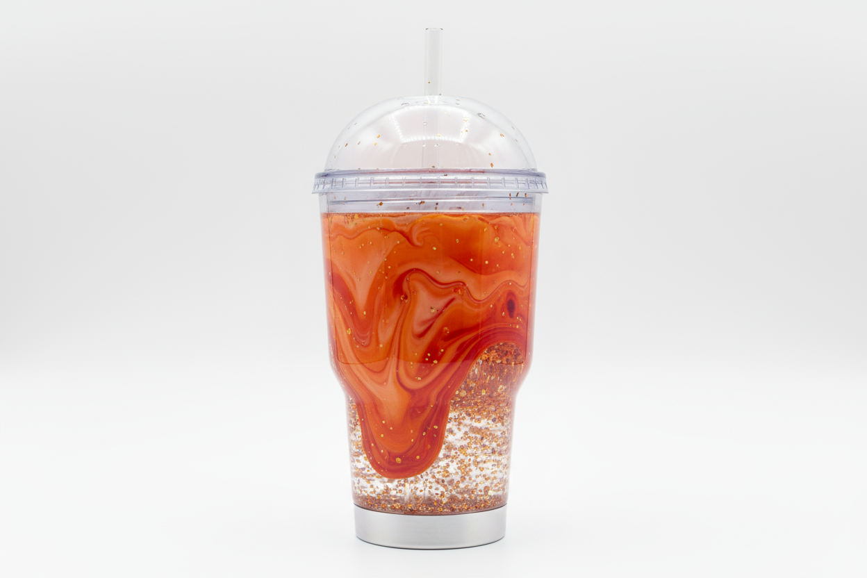 Blood orange lava snow globe tumbler