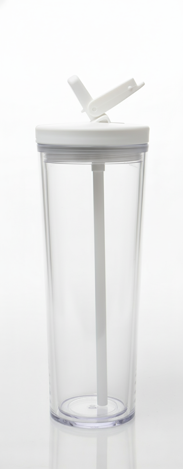 Clear tumbler with white lid