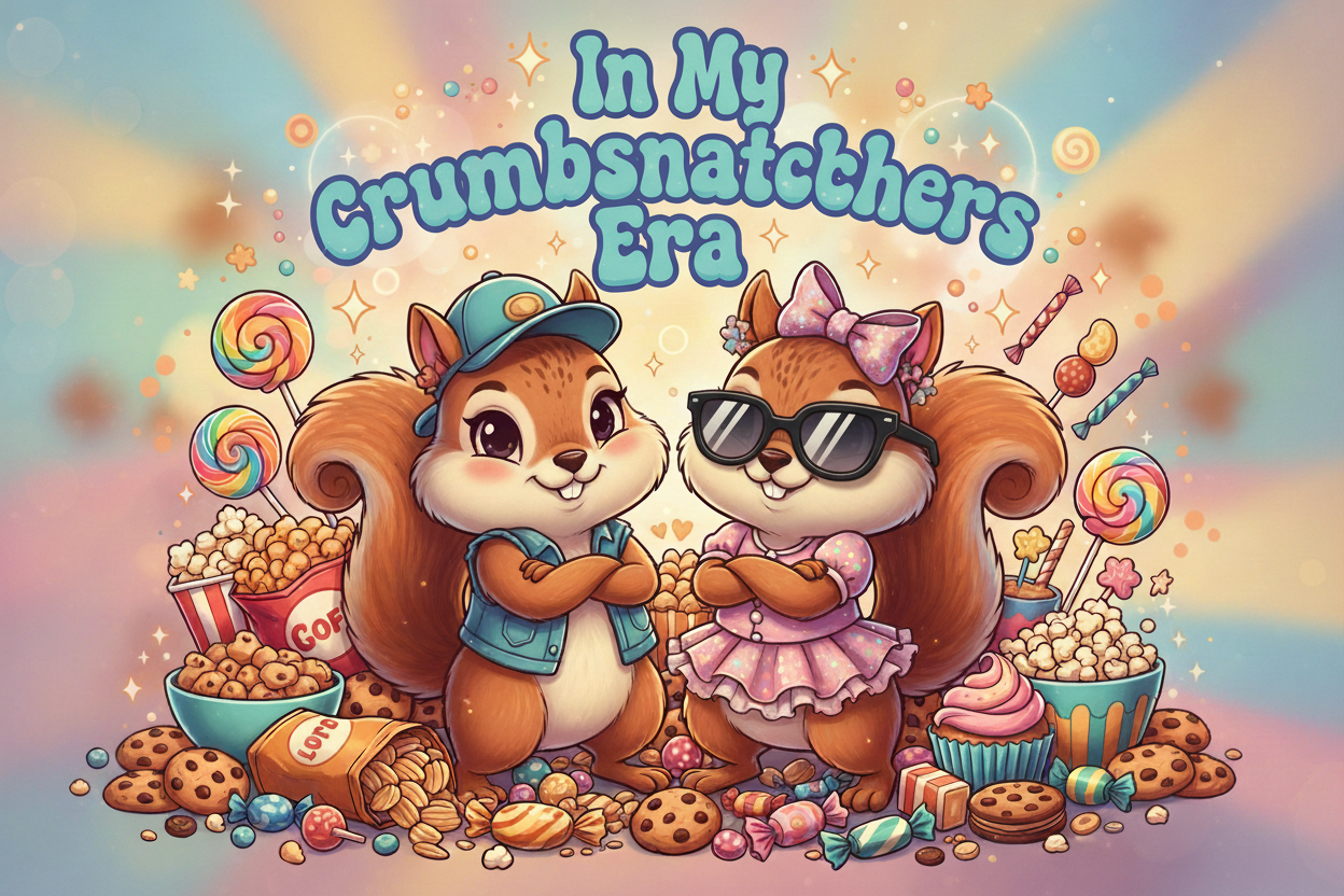 In My Crumbsnatchers Era - Powder blue text with black sunglasses