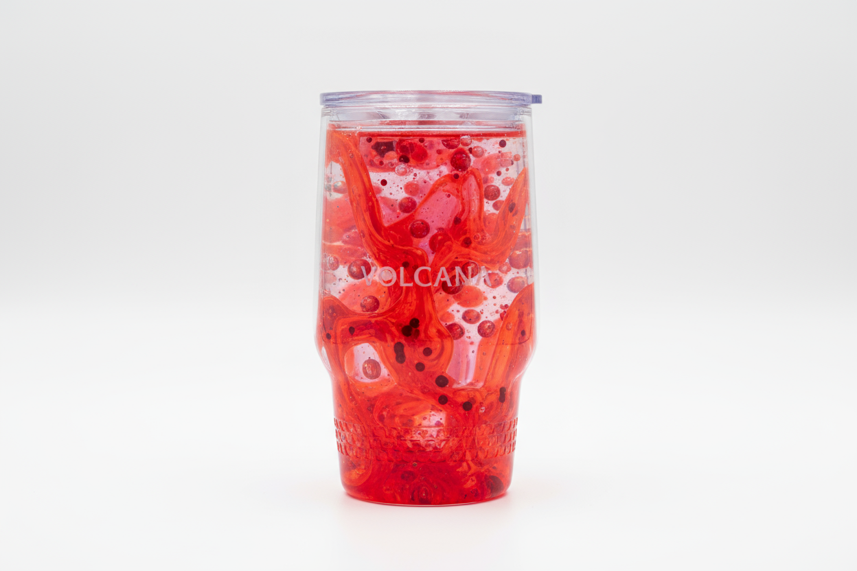 Red lava snow globe tumbler