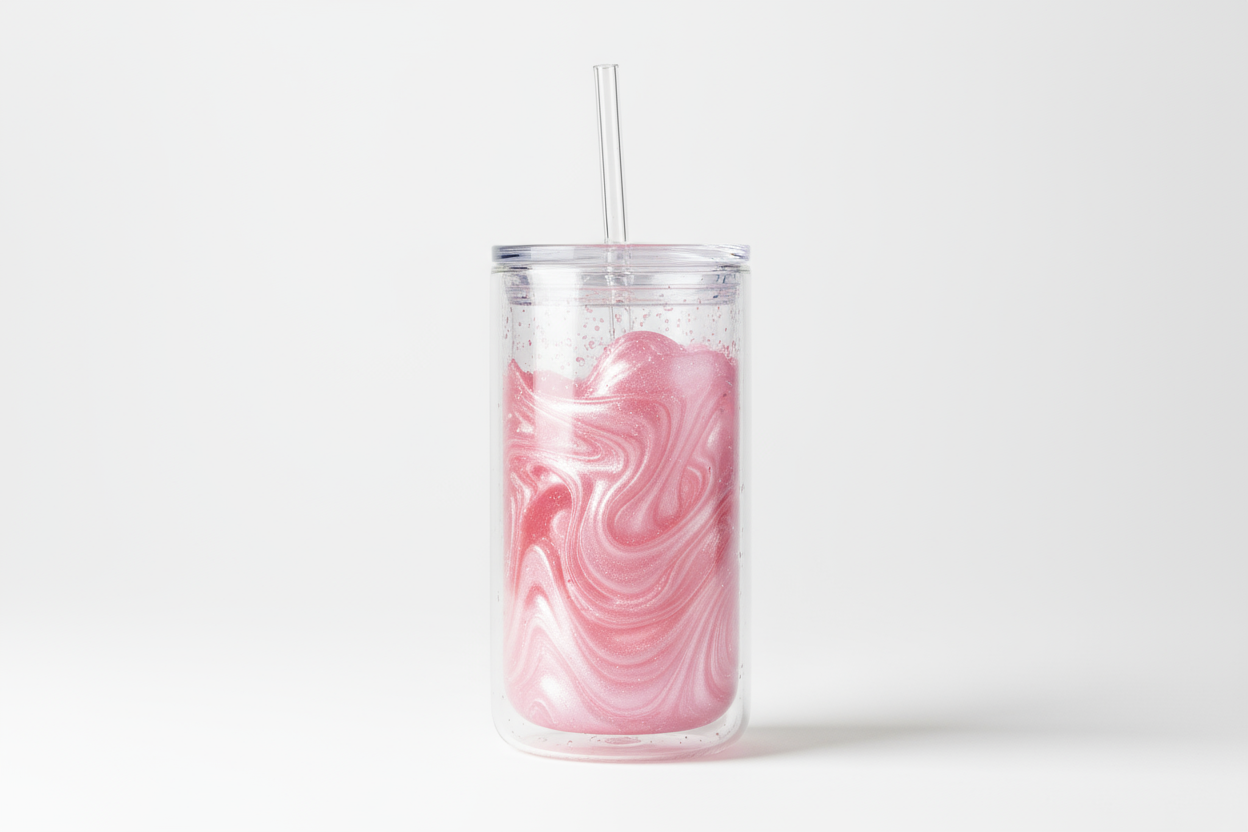 Rose pink lava snow globe tumbler